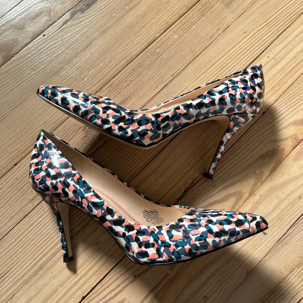 Nine West Flax Pumps Womens 10M Multi Color Abstract Animal Print Pointed Toe - Picture 2 of 8